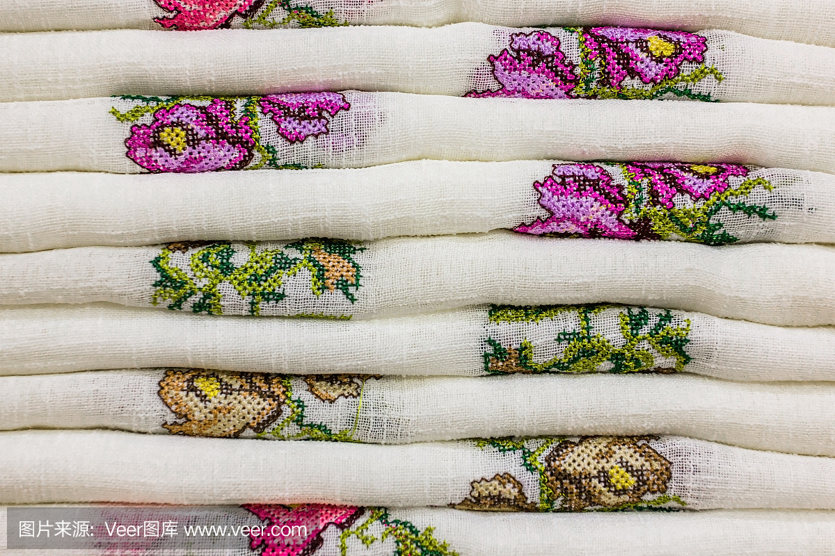 纺织品土耳其产品与图案折叠堆叠